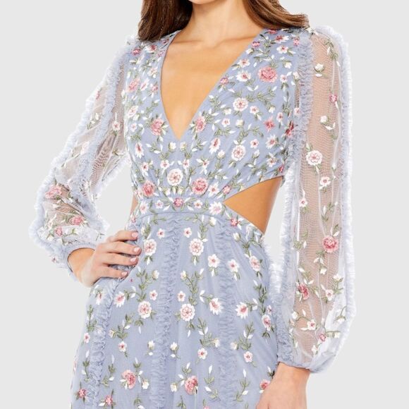 MAC DUGGAL  Long Sleeve Embellished Cut Out A-Line Gown - Picture 3 of 13